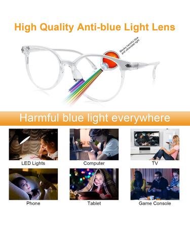 Craebuer Retro Round Blue Light Blocking Glasses for Women Men - Anti-Eyestrain UV Filter Eyewear - Buy Online on GoSupps.com