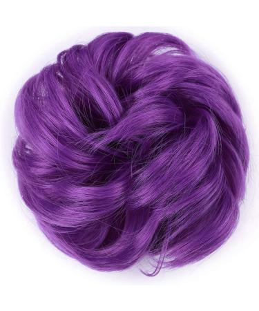 Dark Purple Thick Hair Donut Scrunchie Updo Hairpiece for Wavy Curly Messy Hair - Buy Online on GoSupps.com