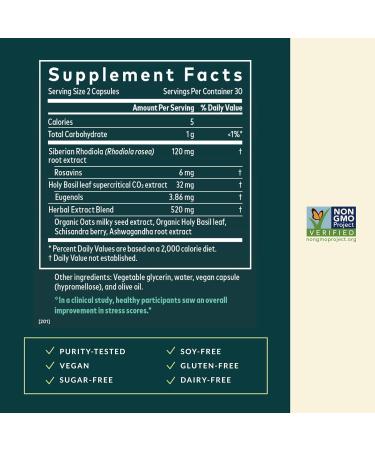 Gaia Herbs Adrenal Health Daily Support - Herbal Supplement with Ashwagandha Holy Basil & Schisandra - Help Maintain Healthy Energy & Stress Levels* - 60 Vegan Liquid Phyto-Caps (30 Servings) 60 Count (Pack of 1) Standard  - Buy Online on GoSupps.com
