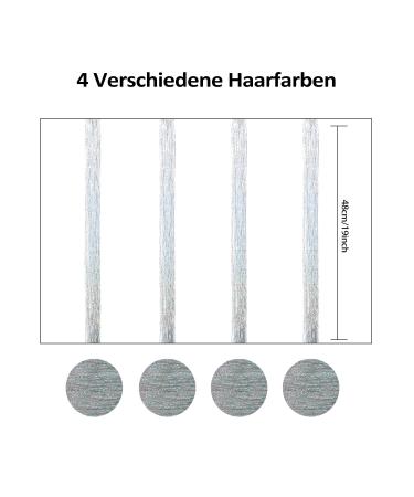 Glitzer Hair Strands - Silver Lametta Clip Extensions | 48cm Tinsel Hair Glitter Strands - Buy Online on GoSupps.com