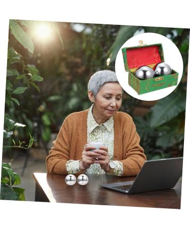 Lurrose Baoding Iron Balls Set | Stainless Steel Chinese Massage Balls for Health & Relaxation | 5.3cm Silver Bath Balls - Buy Online on GoSupps.com