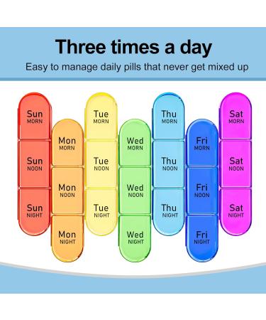 Weekly Pill Organizer - 3 Times a Day Travel Box | 7 Day Moisture-Proof Medicine Organizer for Vitamins & Supplements (Blue - Buy Online on GoSupps.com