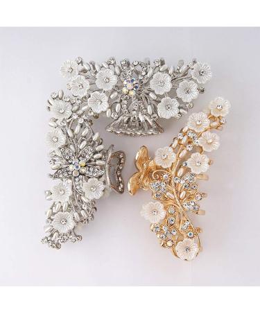Vintage Metal Rhinestone Hair Claw with Imitation Pearl - Large Size Hair Clip for Women (Gold-A) - Buy Online on GoSupps.com
