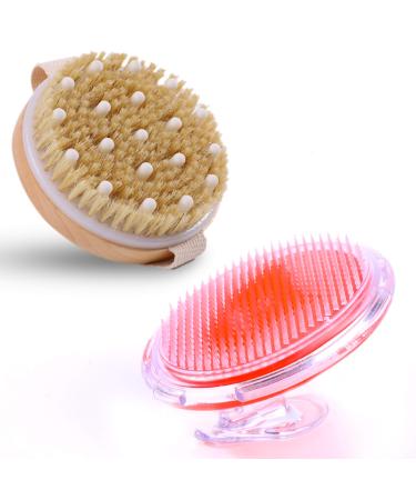 Exfoliating Body Cellulite Massager Brush (1pcs)+Ingrown hair brush(1pcs) Skin Care Set for Softer Glowing Skin Get Rid of Cellulite Improve Circulation Treat and Prevent Razor Bumps and Ingrown Hair Color2
