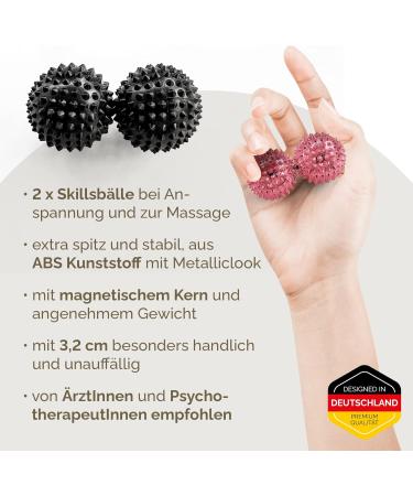 2x Biodegradable DBT Skills Hedgehog Ball - Magnetic Acupressure Massage Ball for Stress Relief & Focus | 32mm Black - Buy Online on GoSupps.com