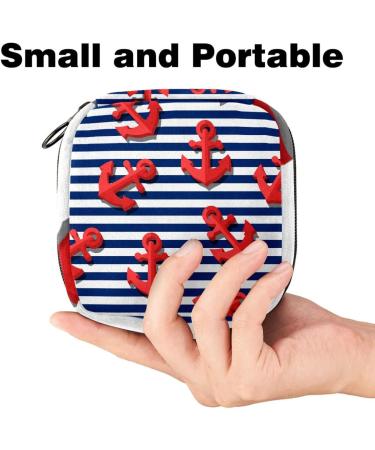 Large Nautical Storage Bags for Women's Bandages - Striped Red Anchor Zipper Pockets for Menstrual Cups Tampons & More - Buy Online on GoSupps.com