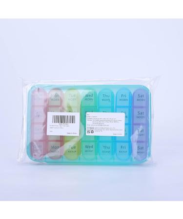 Pill Box 4 Times a Day 7 Days Pill Organiser Box with 28 Compartments Weekly Pill Case for Morning Noon Evening and Bed Time (Cyan) - Buy Online on GoSupps.com