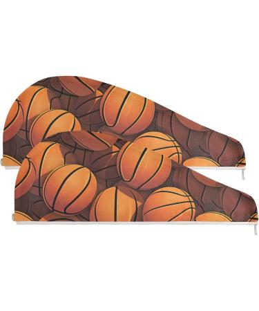 Super Absorbent Basketball Pattern Hair Towel 2 Pack | Quick Dry Hair Turbans for Women & Girls | Ideal Hair Drying Solution - Buy Online on GoSupps.com