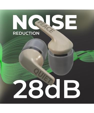 Peace&Quiet Earplugs for Sleeping - Noise Cancelling Reusable - 28dB Hearing Protection - S/M/L Ear Tips & Case - Ideal Travel Ear Plugs in Khaki - Buy Online on GoSupps.com