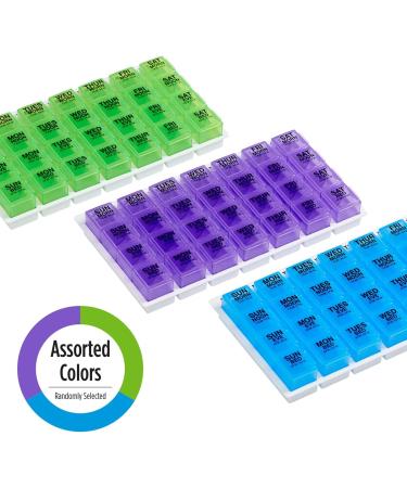 EZY DOSE Weekly Pill Case - 7-Day Medicine Planner & Vitamin Organizer BPA Free Large Pop-Out Compartments 4x Daily Use Convenient & Easy - Buy Online on GoSupps.com