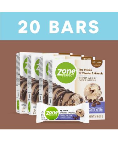 ZonePerfect Protein Bars Chocolate Chip Cookie Dough 10g of Protein Nutrition Bars With Vitamins  Minerals Great Taste Guaranteed 20 Count (Pack of 1) Cookie Dough Chocolate Chip - Buy Online on GoSupps.com