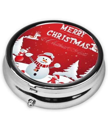 Buy Merry Christmas Mini Round Pill Box - 3 Compartment Travel Pill Organizer for Home & Office Use | International Shipping Available - Buy Online on GoSupps.com
