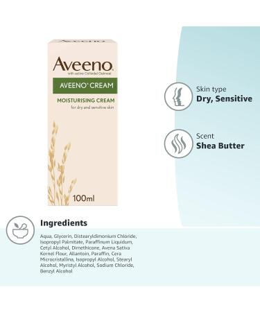 Aveeno Colloidal Oatmeal Cream 100ml - Moisturizes Dry & Sensitive Skin, Suitable for Adults & Babies from 3 Months - Pack of 1 - Buy Online on GoSupps.com