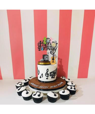 Gyufise 1Pcs Rock Happy Birthday Cake Topper Glitter Music Disco Ball Cake Pick 70's Disco Dancing Rock Cake Decoration for Rock Band Music Concert Theme Birthday Party Decorations Supplies Multi 4 - Buy Online on GoSupps.com