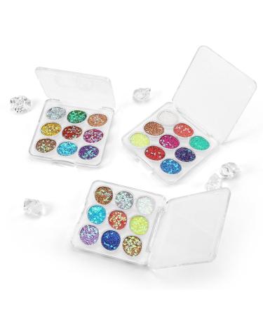 Glitter Eyeshadow Palette - 9 Pigmented Shimmer Shades for Waterproof Eye Makeup | Colorful Sparkly Eyeshadow 0.35oz - Buy Online on GoSupps.com