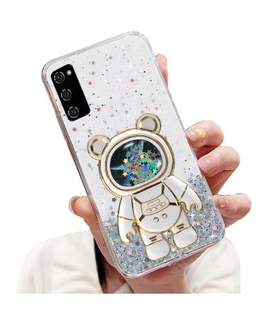 Tivenfezk Nadoli for Samsung Galaxy A02S Treisand B r Astronaut Hidden Stand Shell caricature glitter astronaut stand soft silicone bling cell phone case transparent protective cover samsung galaxy a02s clear