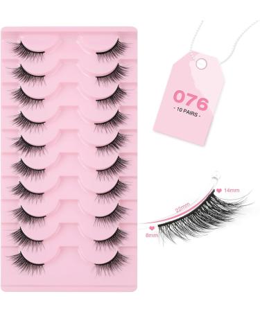 Sixstarhair Wispy Cat Eye Half Lashes Kit - Natural Look False Eyelashes with Glue - 10 Pairs - Corner Accent & Fluffy Wispy Lashes - H76 - Buy Online on GoSupps.com