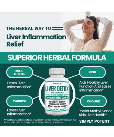 Liver Cleanse Detox Supplement with Artichoke Extract - 22 Herbs for Liver Health - Milk Thistle, Dandelion, Turmeric & More - 60 Capsules - Buy Online on GoSupps.com