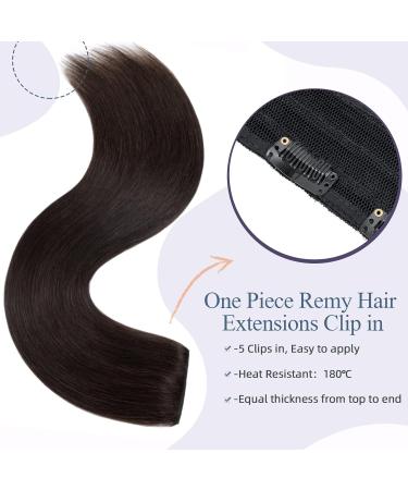 Real Hair Clip-In Extensions - 1PC 5 Clips Thick 7A Human Hair - Dark Brown 02# - Soft & Lightweight 25cm 65g - Buy Online on GoSupps.com