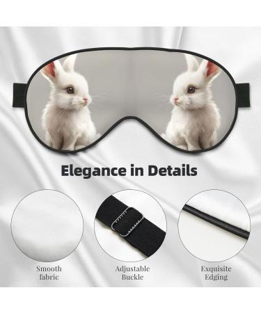Cute White Rabbit Print Eye Mask | Adjustable Blackout Sleep Mask for Men & Women | Perfect Sleep Aid - Buy Online on GoSupps.com