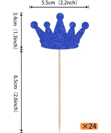 Rsstarxi 24 Pack Glitter Crown Cupcake Toppers Queen Crown Cupcake Toothpicks Baby Shower Cake Decorations for Queen Princess Theme Wedding Birthday Party Decorations Blue Design 4 Blue - Buy Online on GoSupps.com