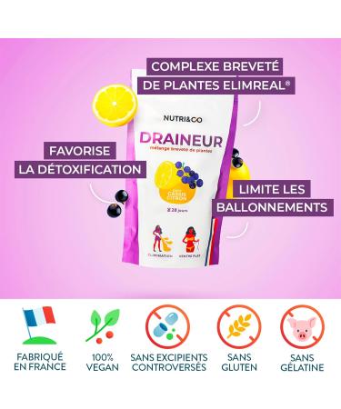 NUTRI & CO Powerful Water Retention Drainer - Blackcurrant Powder & Patented Plant Extracts Elimreal - Flat Stomach & Ballo - Buy Online on GoSupps.com
