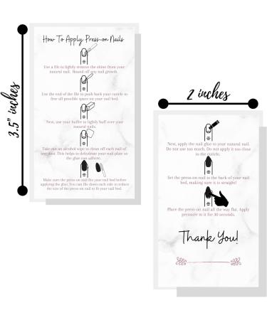 Press-On Nail Application Cards | 50 Pack | DIY Nail Kit Instructions | Marble & Rose Gold Design - Buy Online on GoSupps.com