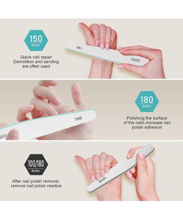 CGBE Nail Files 12 PCS Professional Double Sided Grit Emery Boards for Natural Acrylic Gel Nails - Reusable Nail Buffer Block Manicure Tool - Buy Online on GoSupps.com