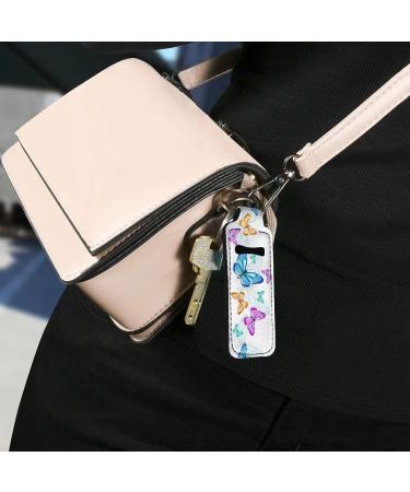 Bulopur White Blue Butterflies Lipstick Balm Holder Keychain - Neoprene Chapstick Holder - Buy Online on GoSupps.com
