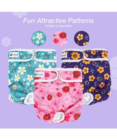 Reusable Soft Dog Diapers for Bitches | High-Suction Incontinence Heat Pants - 3-Pack (Pattern 3 Size L) - Buy Online on GoSupps.com