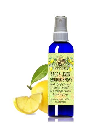 Energizing White Sage & Lemon Smudge Spray (4 oz.) with Reiki Charged Citrine Crystal & Archangel Haniel Essence