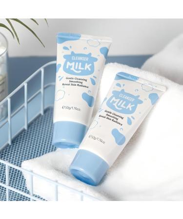 Milk Facial Cleanser - Gentle Nourishing Face Wash Deep Pore Refinement & Moisturizing Face Wash Gentle Foaming Cleanser for All Skin Types - 50g/1.76oz Sky Blue - Buy Online on GoSupps.com