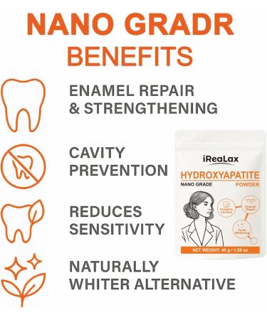 iReaLax 100% Pure Hydroxyapatite Powder 45g (1.59 oz) | Nano Grade Hydroxyapatite Powder for Teeth | DIY Toothpaste Teeth Whitening & Soap Making - Buy Online on GoSupps.com