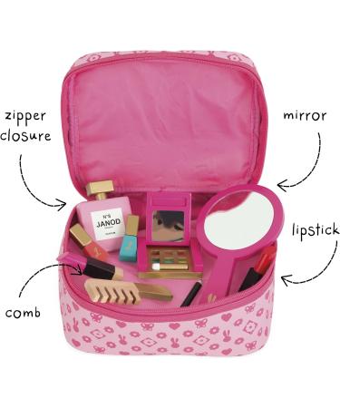 Janod P'tite Miss Vanity Case for Kids | 9 Solid Wood Accessories | Pretend Play Beauty Toy | J06514 - Pink - Buy Online on GoSupps.com