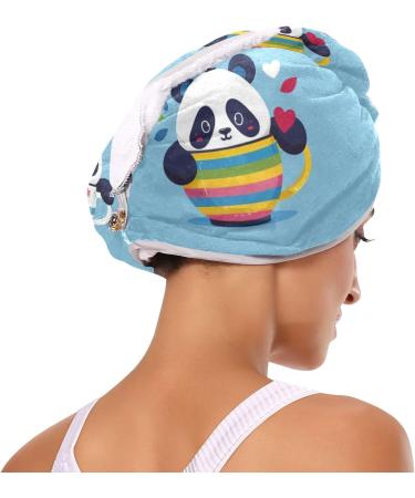 Small Cup Panda Hair Towel 2 Pack - Super Absorbent Quick Dry Hair Turbans for Women & Girls - Buy Online on GoSupps.com