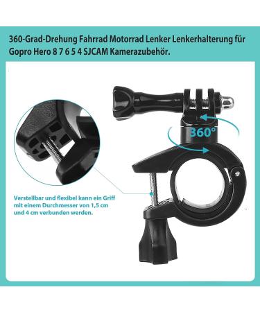 Rotating Motorcycle Phone Holder & GoPro Stand - 360 Screwable Bike Mount (Black) - Buy Online on GoSupps.com