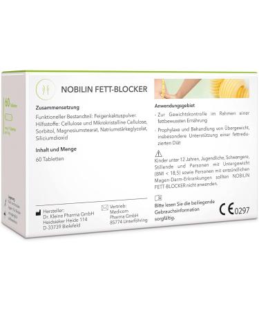 Medicom Nobilin Fat Blocker - Weight Control & Fat Reduction | 60 Tablets with Fig Cactus Powder & Fiber Complex - Buy Online on GoSupps.com