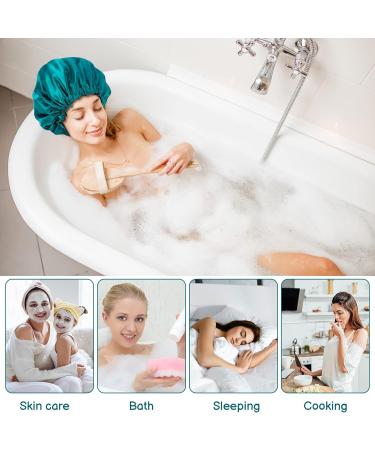 Fuyamp 2 Packs Satin Sleep Cap Adjustable Silky Sleep Bonnet for Women Long Curly Hair Double-Sided Waterproof Satin Hair Cap Extra Large Sleep Satin Bonnet for Women Girls Sleeping Lake Green+Rose Red - Buy Online on GoSupps.com