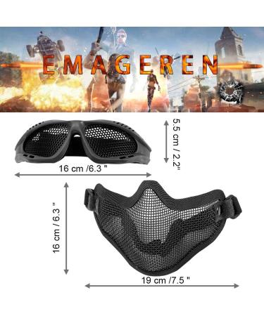 Emageren Foldable Airsoft Masks & Protective Glasses | Half-Facial Protection for Halloween Cosplay Paintball & Military Use - Buy Online on GoSupps.com