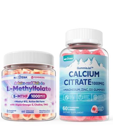 Calcium Citrate L-Methylfolate 1000 mcg + Methyl B12 Gummies 2Pack