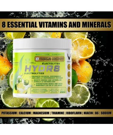 HYDR8 Electrolytes Citrus Charge - All-Natural Hydration Blend | 36 Servings | Zero Sugar No Artificial Additives | Banned Substance Free - Buy Online on GoSupps.com