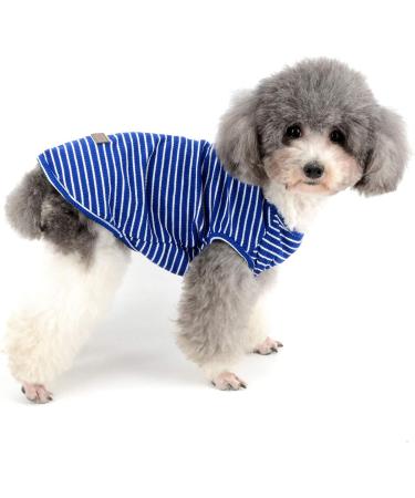 Ranphy Striped Pet Dog Shirt Cotton Cute Puppy T-Shirt for Small Dogs - Blue, Size M - Buy Online on GoSupps.com