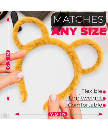 Winter Plush Headband with Bear Ears | Yellow Makeup Hair Accessories for Women - Fashion Hoop Bandana Gift - Buy Online on GoSupps.com