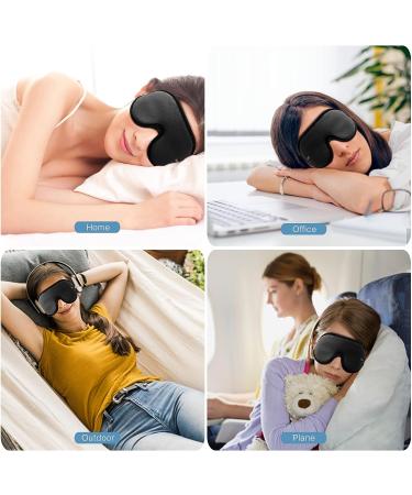 Wellsync 100% Blackout Sleep Mask for Women Men | Comfortable Contoured Eye Cups | 3D Pillowy Soft Light Blocking Eye Mask with Nose Cover | Includes Earplugs | Black - Buy Online on GoSupps.com