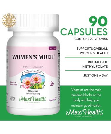 Maxi Health Women's Daily Multivitamin with Biotin & Essential Nutrients - 90 Capsules (Pack of 1) - Buy Online on GoSupps.com