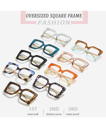 Stylish Oversized Square Blue Light Blocking Glasses for Women | Thick Pearl Inlay Arms | A1 Black 52mm Eyewear - Buy Online on GoSupps.com