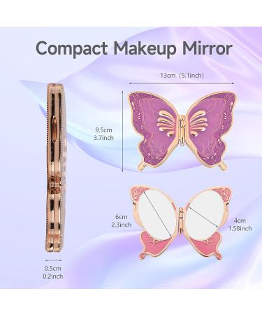 Vintage Butterfly Compact Mirror 2X/1X Magnification for Women - Purple - Buy Online on GoSupps.com