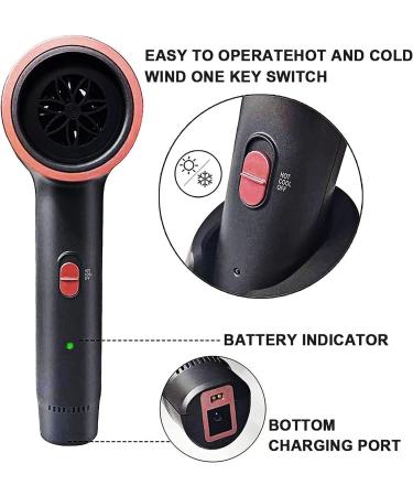 Cordless Hair Dryer 300W Rechargeable Wireless Hair Dryer Portable Hair Dryer for Travel Outdoor Camping - Buy Online on GoSupps.com