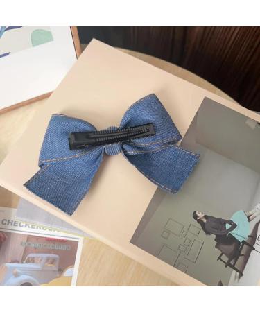 BBTDIN Blue Denim Hair Clip Pin Bow Girls Blue Jeans HairClip Girls Large Bows HairPin BW01 (Set H) - Buy Online on GoSupps.com