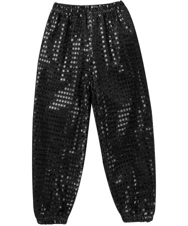 iiniim Kids Shiny Sequined Hip Hop Jazz Harem Pants in Black - Size 7-8 - Buy Online on GoSupps.com